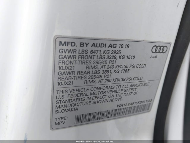 2019 AUDI Q8 WA1AVAF15KD011593 Photo 8