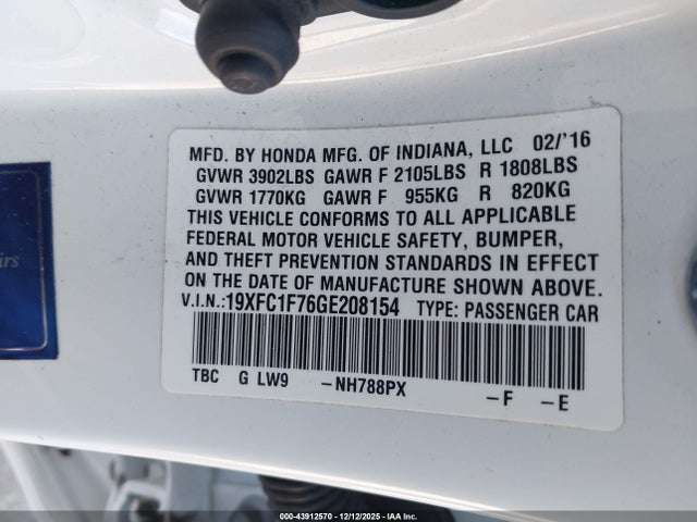 Honda Civic Ex-l 2016 19XFC1F76GE208154 Image 9