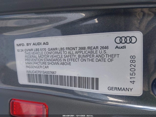 2025 AUDI S5 SPORTBACK WAUC4CF51SA007667 Photo 8