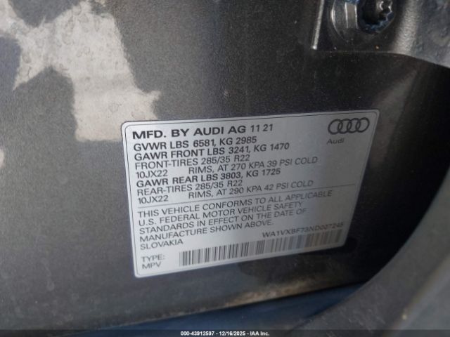 2022 AUDI Q7 WA1VXBF73ND007245 Photo 8