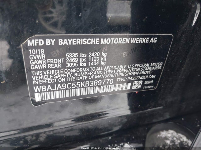 2019 BMW 530E WBAJA9C55KB389770 Photo 8