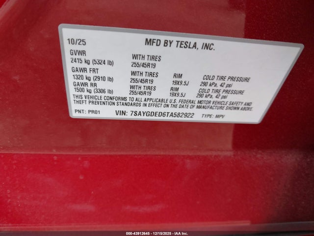 2026 TESLA MODEL Y 7SAYGDED6TA582922 Photo 8