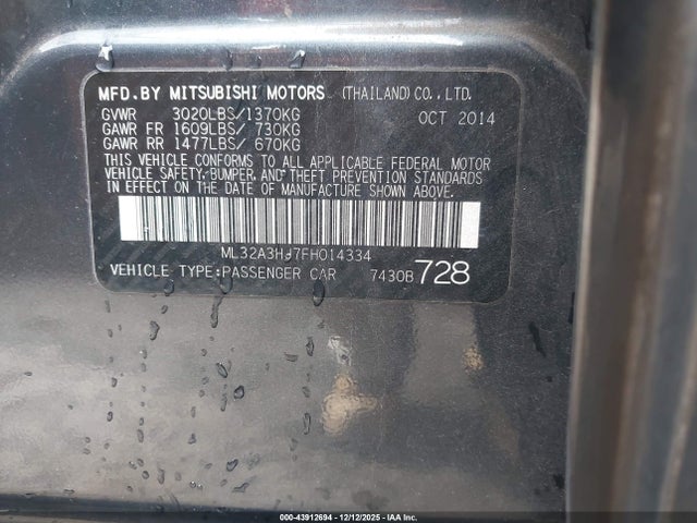 2015 MITSUBISHI MIRAGE ML32A3HJ7FH014334 Photo 8