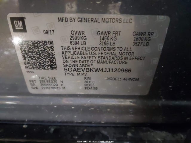 Aukcja sprzedaży 2018 Buick Enclave Premium, vin: 5GAEVBKW4JJ120966, numer aukcji: 43912750
