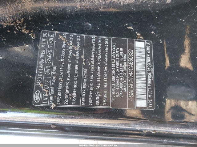 2012 LAND ROVER LR4 SALAG2D44CA650322 Photo 8