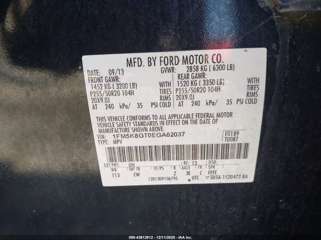 2014 FORD EXPLORER 1FM5K8GT0EGA62037 Photo 8