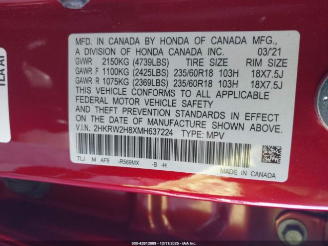 2021 HONDA CR-V 2HKRW2H8XMH637224 Photo 8