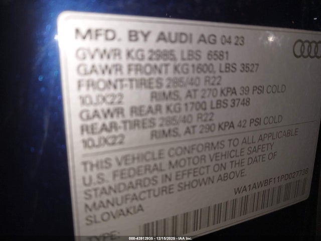 2023 AUDI SQ8 WA1AWBF11PD027736 Photo 8