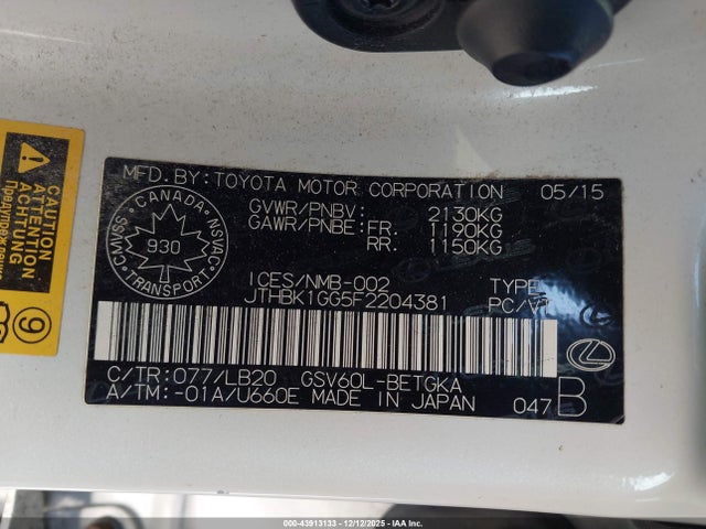 Lexus ES 350 2015 JTHBK1GG5F2204381 Image 9