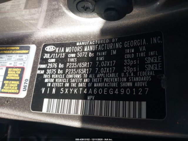 2014 KIA SORENTO 5XYKT4A60EG490127 Photo 8