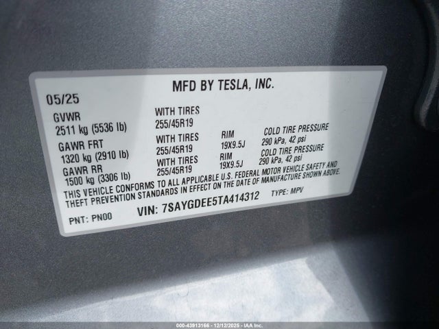 2026 TESLA MODEL Y 7SAYGDEE5TA414312 Photo 8