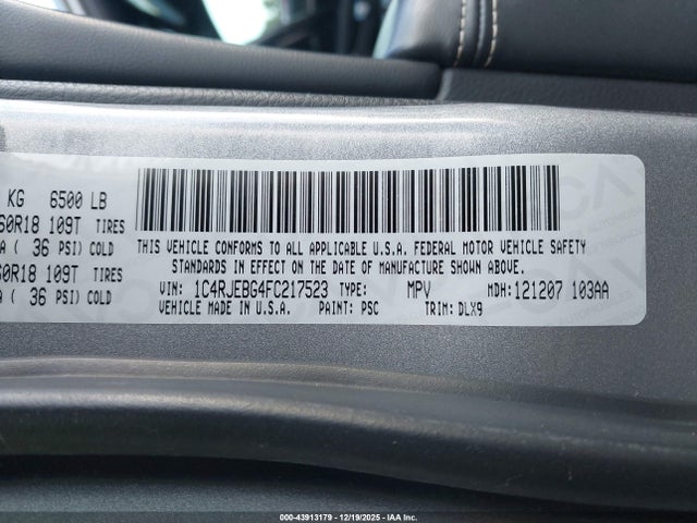 Jeep Grand Cherokee Limited 2015 1C4RJEBG4FC217523 Image 9