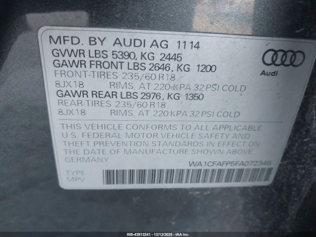 2015 AUDI Q5 WA1CFAFP5FA072346 Photo 8