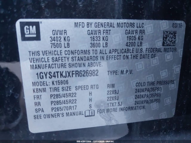 2015 CADILLAC ESCALADE ESV 1GYS4TKJXFR626982 Photo 8