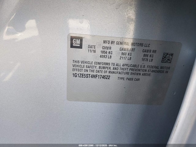 Chevrolet MALIBU 1LT 2017 1G1ZE5ST4HF174622 Image 9