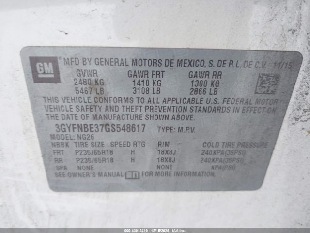 2016 CADILLAC SRX 3GYFNBE37GS548617 Photo 8