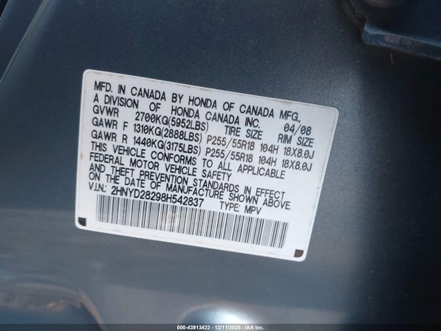 2008 ACURA MDX 2HNYD28298H542837 Photo 8