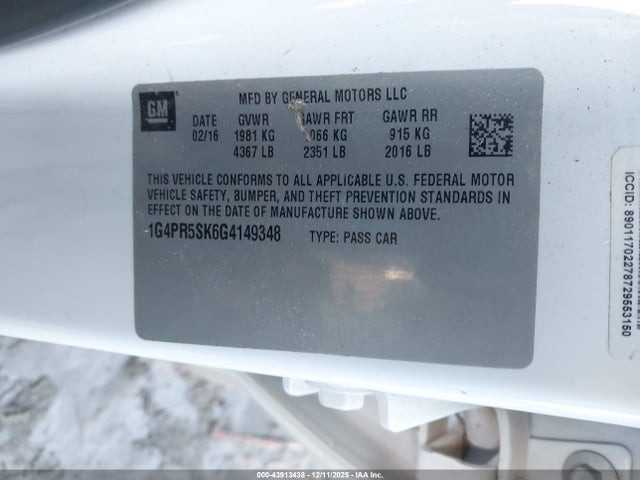 Buick Verano Convenience Group 2016 1G4PR5SK6G4149348 Image 9