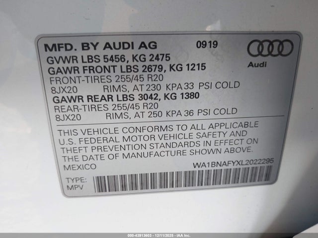 2020 AUDI Q5 WA1BNAFYXL2022295 Photo 8