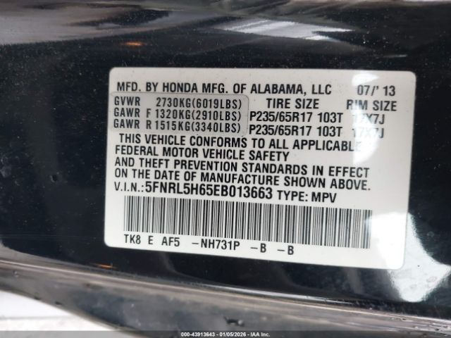 2014 HONDA ODYSSEY 5FNRL5H65EB013663 Photo 8