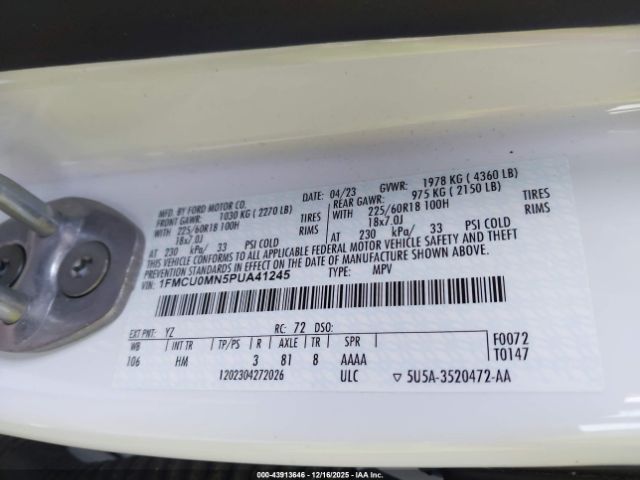 2023 FORD ESCAPE 1FMCU0MN5PUA41245 Photo 8