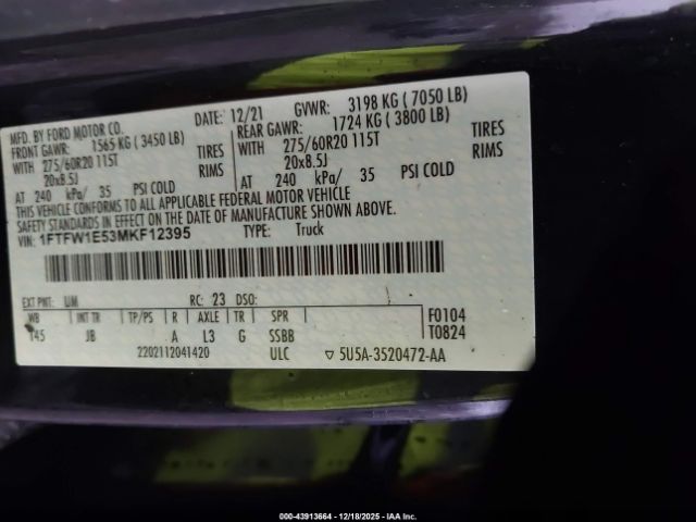 2021 FORD F-150 1FTFW1E53MKF12395 Photo 8