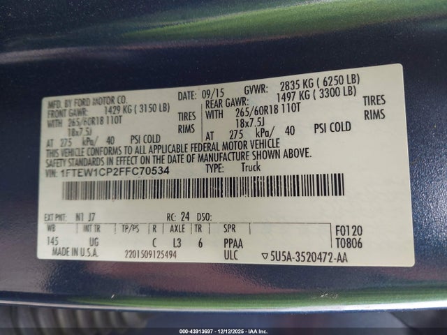 Ford F-150 Xlt 2015 1FTEW1CP2FFC70534 Image 9
