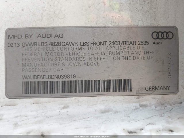 2013 AUDI A4 WAUDFAFL8DN039819 Photo 8