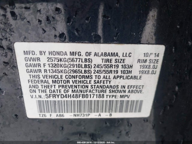 2015 ACURA MDX 5FRYD4H48FB017188 Photo 8