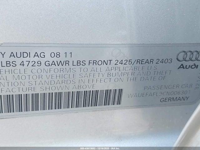 2012 AUDI A4 WAUEFAFL9CN006301 Photo 8