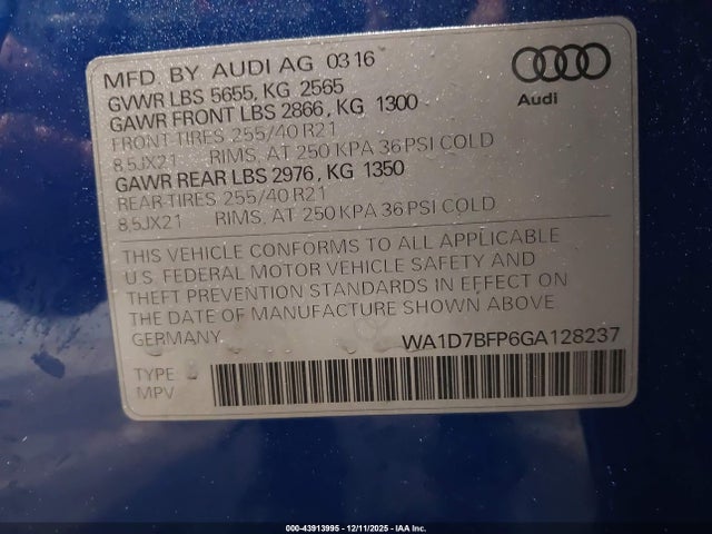 2016 AUDI Q5 WA1D7BFP6GA128237 Photo 8