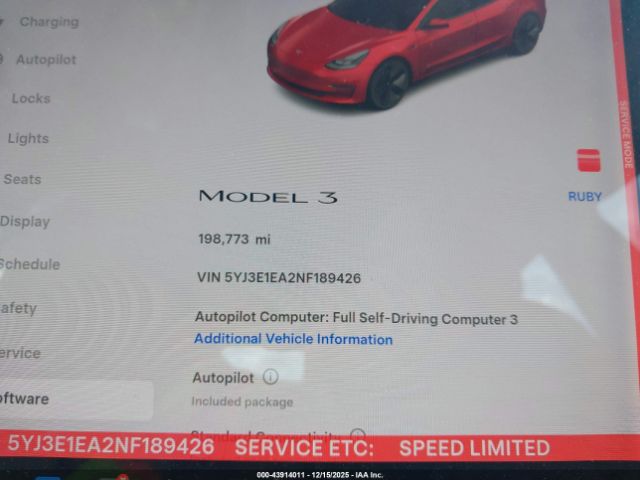 2022 TESLA MODEL 3 5YJ3E1EA2NF189426 Photo 6