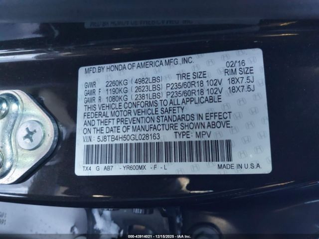 2016 ACURA RDX 5J8TB4H50GL028163 Photo 8