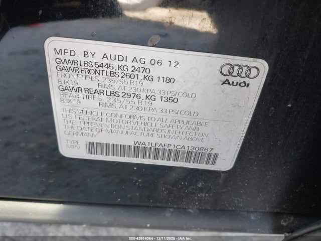 2012 AUDI Q5 WA1LFAFP1CA130867 Photo 8
