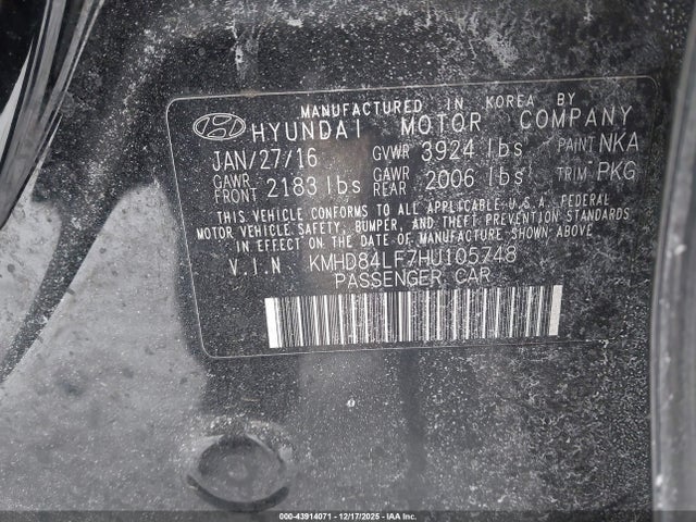 KMHD84LF7HU105748 Hyundai Elantra Limited