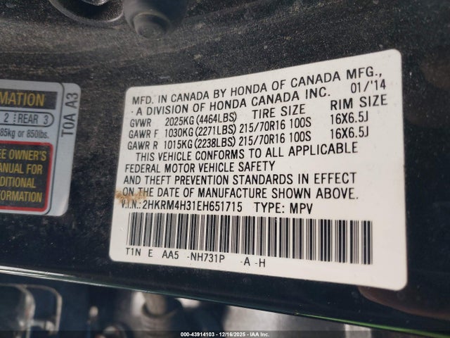 2HKRM4H31EH651715 Honda CR-V LX