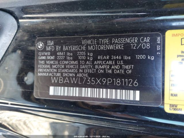 2009 BMW 335I WBAWL735X9P181126 Photo 8
