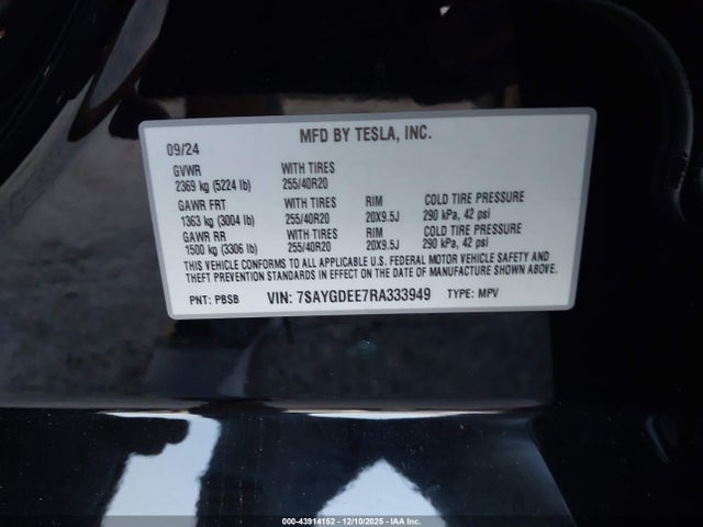 2024 TESLA MODEL Y 7SAYGDEE7RA333949 Photo 8