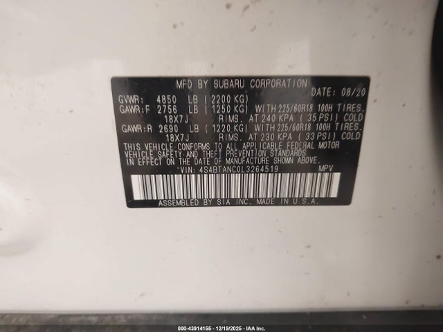4S4BTANC0L3264519 Subaru Outback Limited