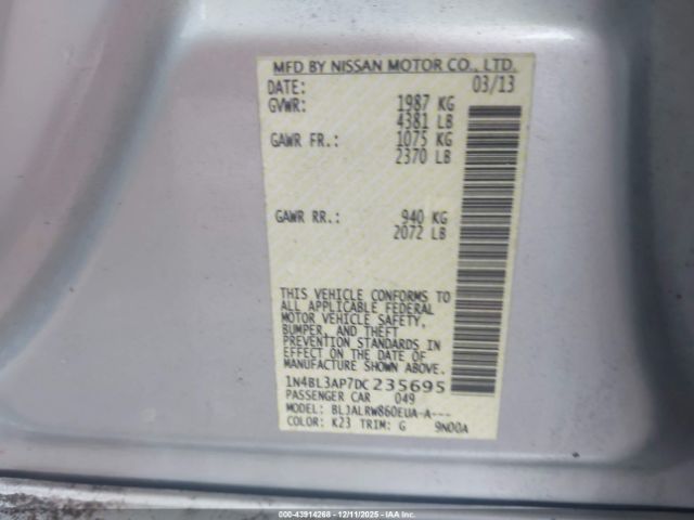 2013 NISSAN ALTIMA 1N4BL3AP7DC235695 Photo 8