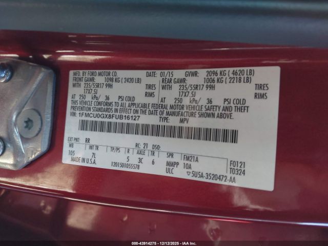 2015 FORD ESCAPE 1FMCU0GX8FUB16127 Photo 8