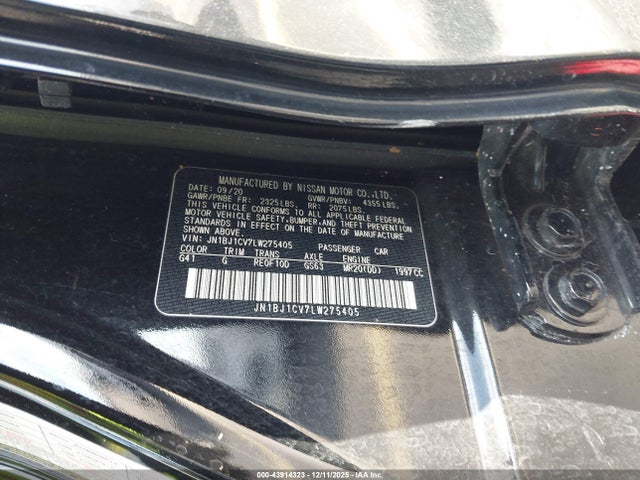 43914323 :رقم المزاد ، JN1BJ1CV7LW275405 vin ، 2020 Nissan Rogue Sport S Fwd Xtronic Cvt مزاد بيع