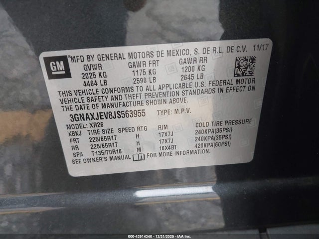 Chevrolet EQUINOX LT 2018 3GNAXJEV8JS563955 Image 9