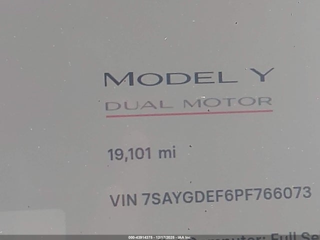 7SAYGDEF6PF766073 Tesla Model Y Performance Dual Motor All-wheel Drive