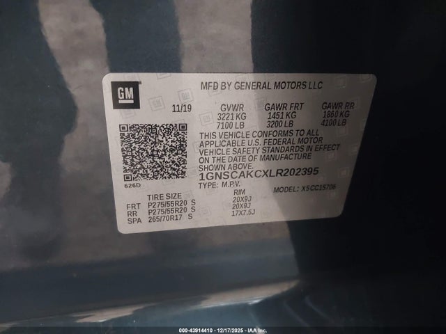 1GNSCAKCXLR202395 Chevrolet Tahoe 2wd Ls