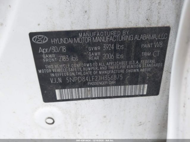 2018 HYUNDAI ELANTRA 5NPD84LF2JH356875 Photo 8