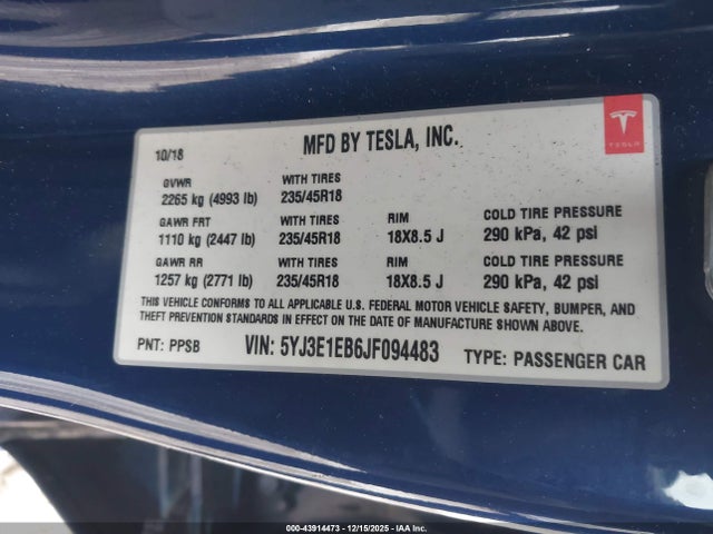 2018 TESLA MODEL 3 5YJ3E1EB6JF094483 Photo 8