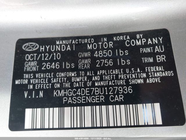 2011 HYUNDAI GENESIS KMHGC4DE7BU127936 Photo 8