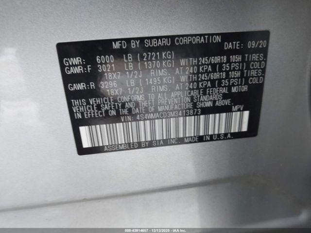 2021 SUBARU ASCENT 4S4WMACD3M3413873 Photo 8