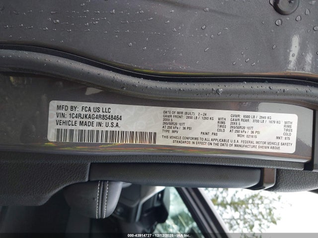1C4RJKAG4R8548464 Jeep Grand Cherokee L Altitude 4x4
